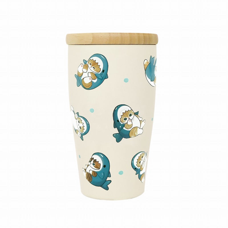 mofusand Tumbler with wooden lid (shark Nyan 2)