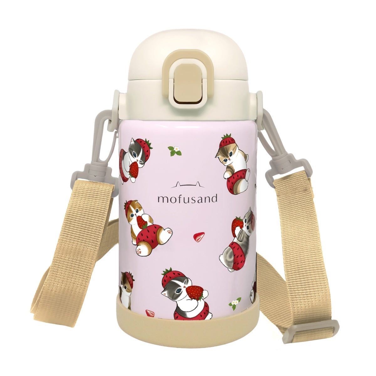 mofusand 不锈钢一键按压式保溫杯700毫升(草莓猫)