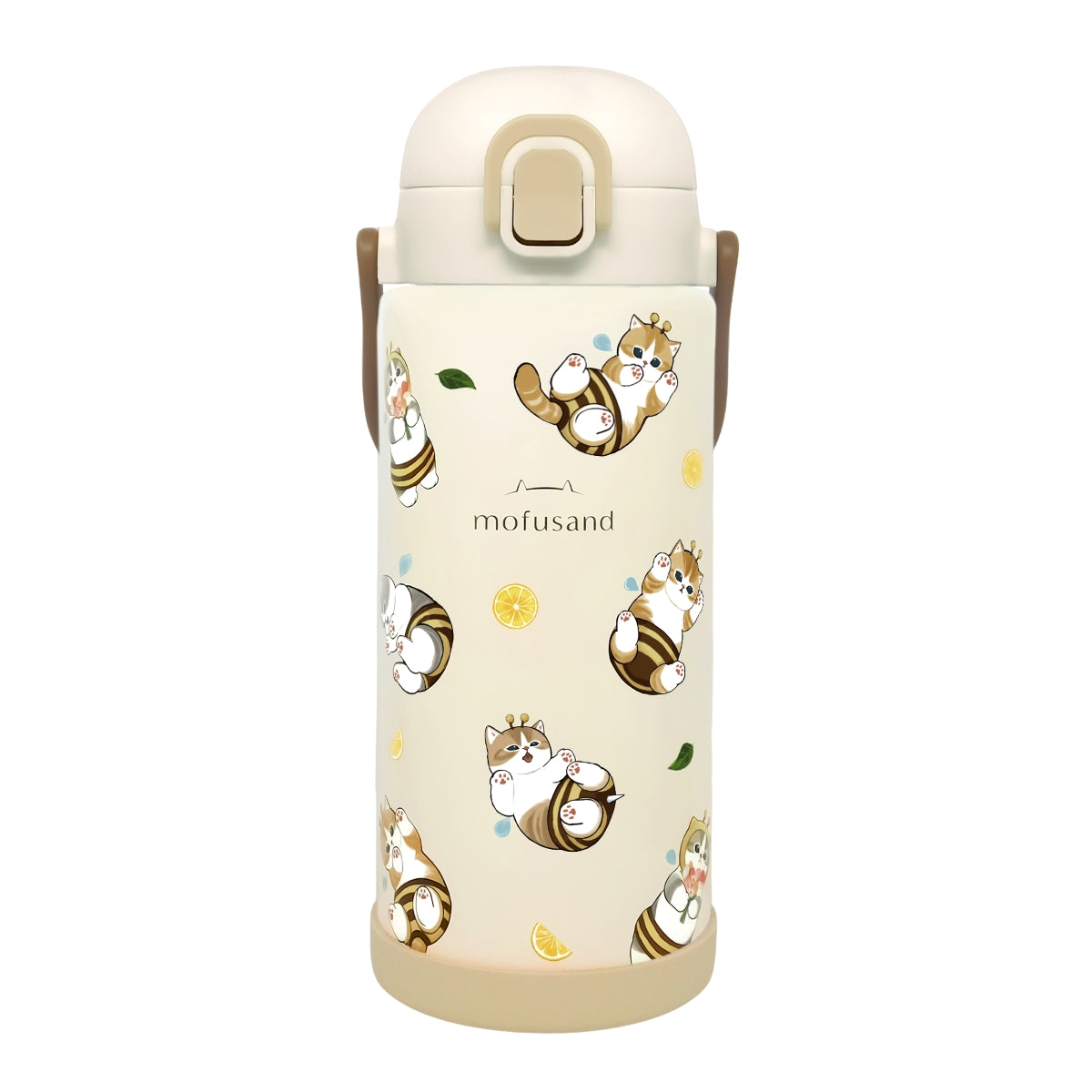 mofusand 不锈钢一键按压式保温杯1000毫升(蜜蜂猫)
