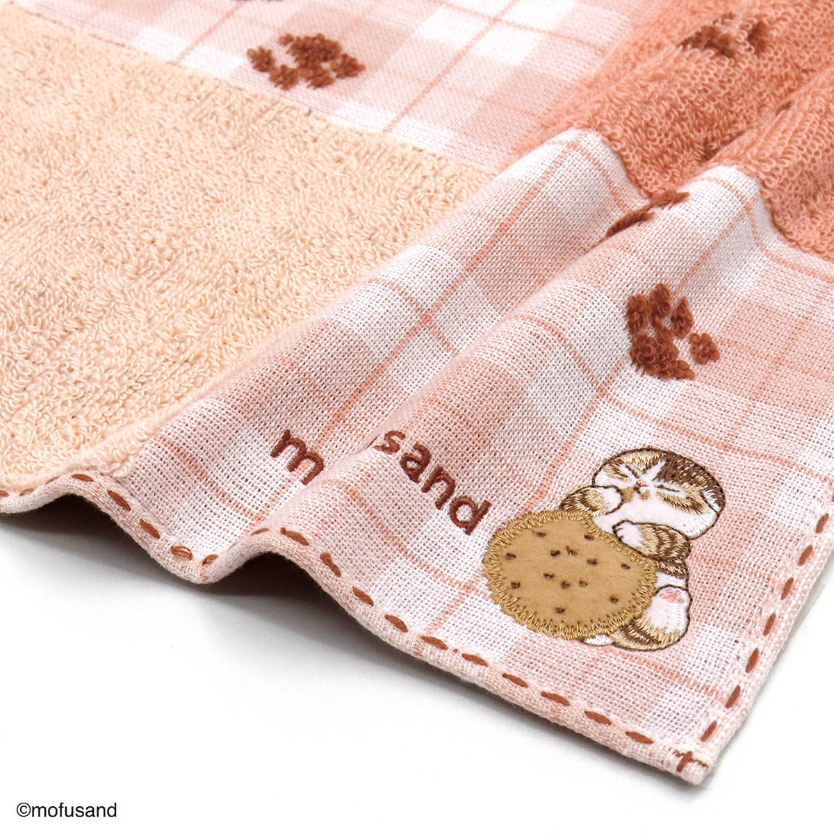 mofusand Towel Handkerchief (Cookie Meow Pink)