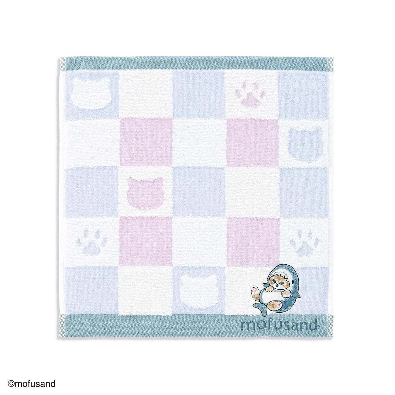 mofusand Towel Handkerchief (Sitting Meow Blue)