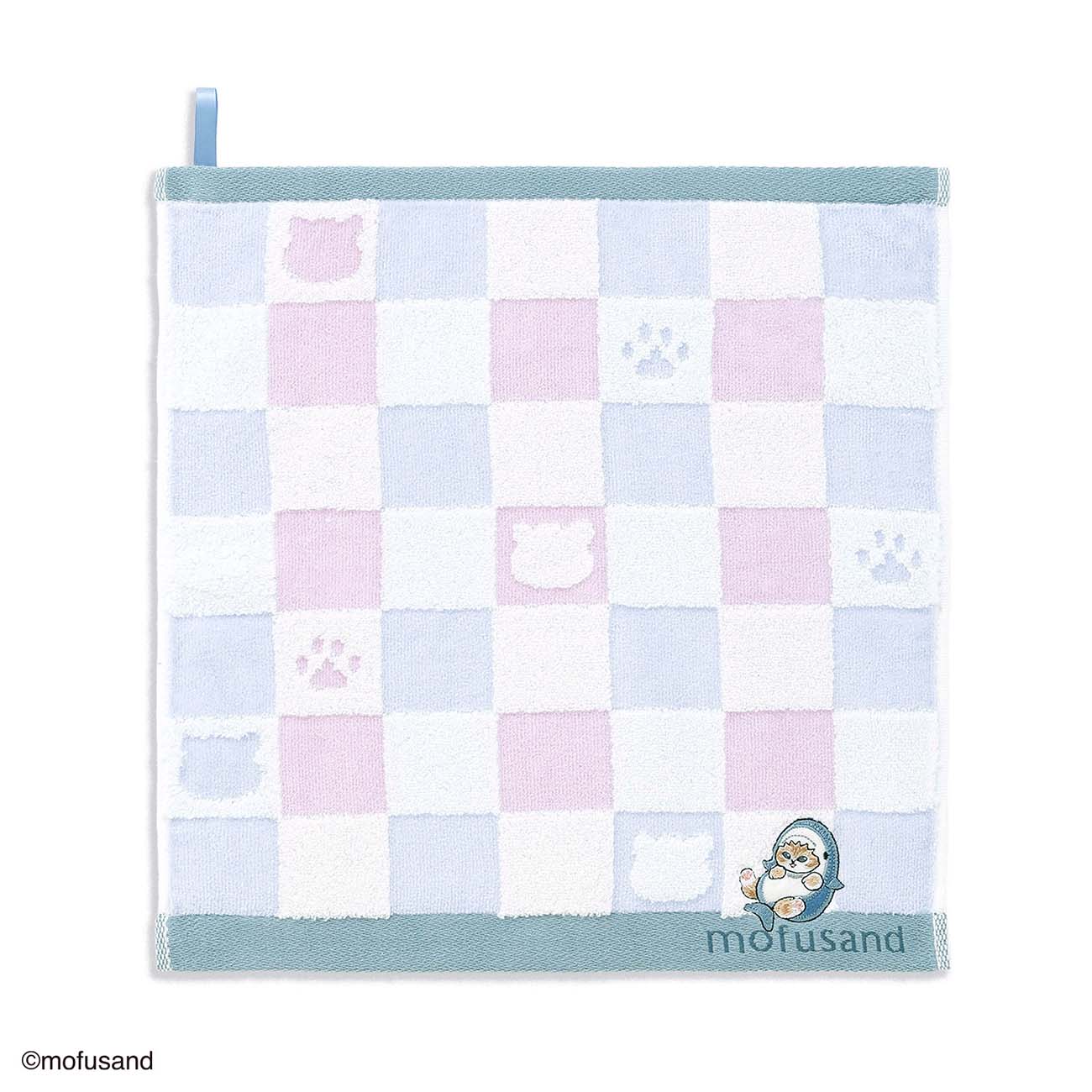 mofusand Wash Towel with Loop (Sitting Meow Blue)