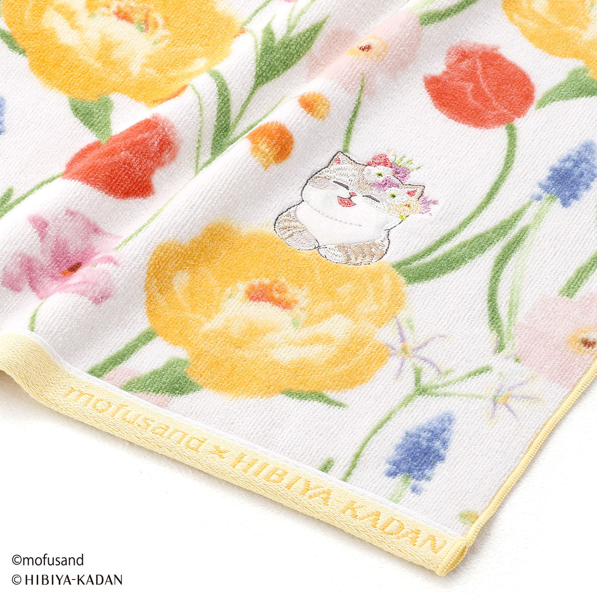 mofusand × HIBIYA-KADAN Face Towel (Spring Yellow)