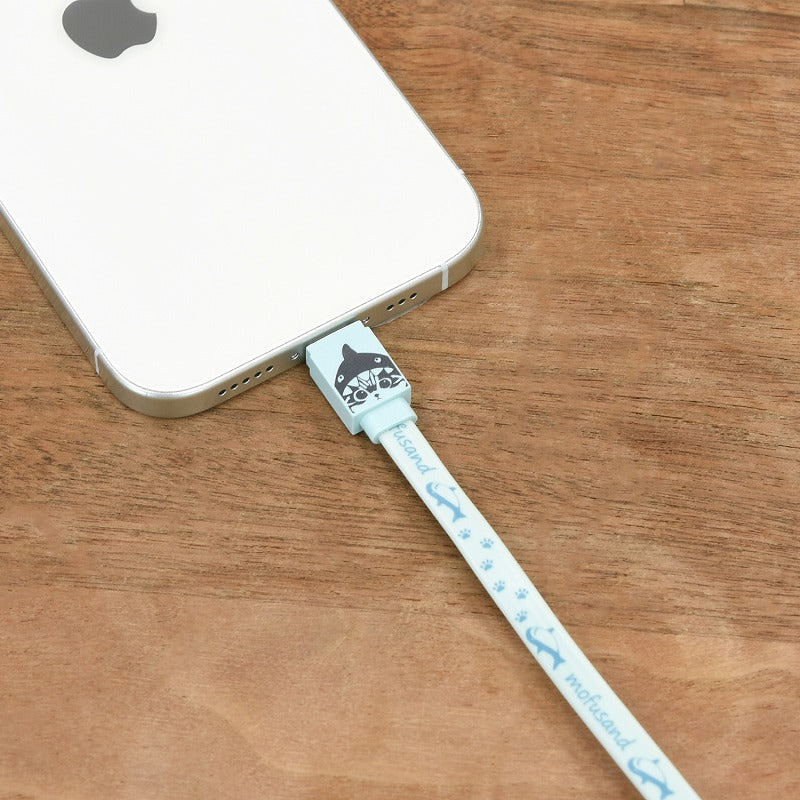 mofusand USB Type-C兼容同步和充電電纜(鯊魚貓)