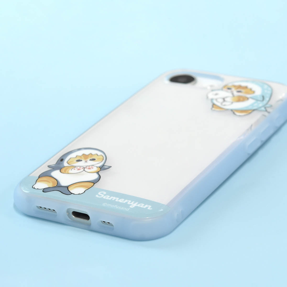 mofusand IIIIfit Clear Case for iPhone16e (Blue)