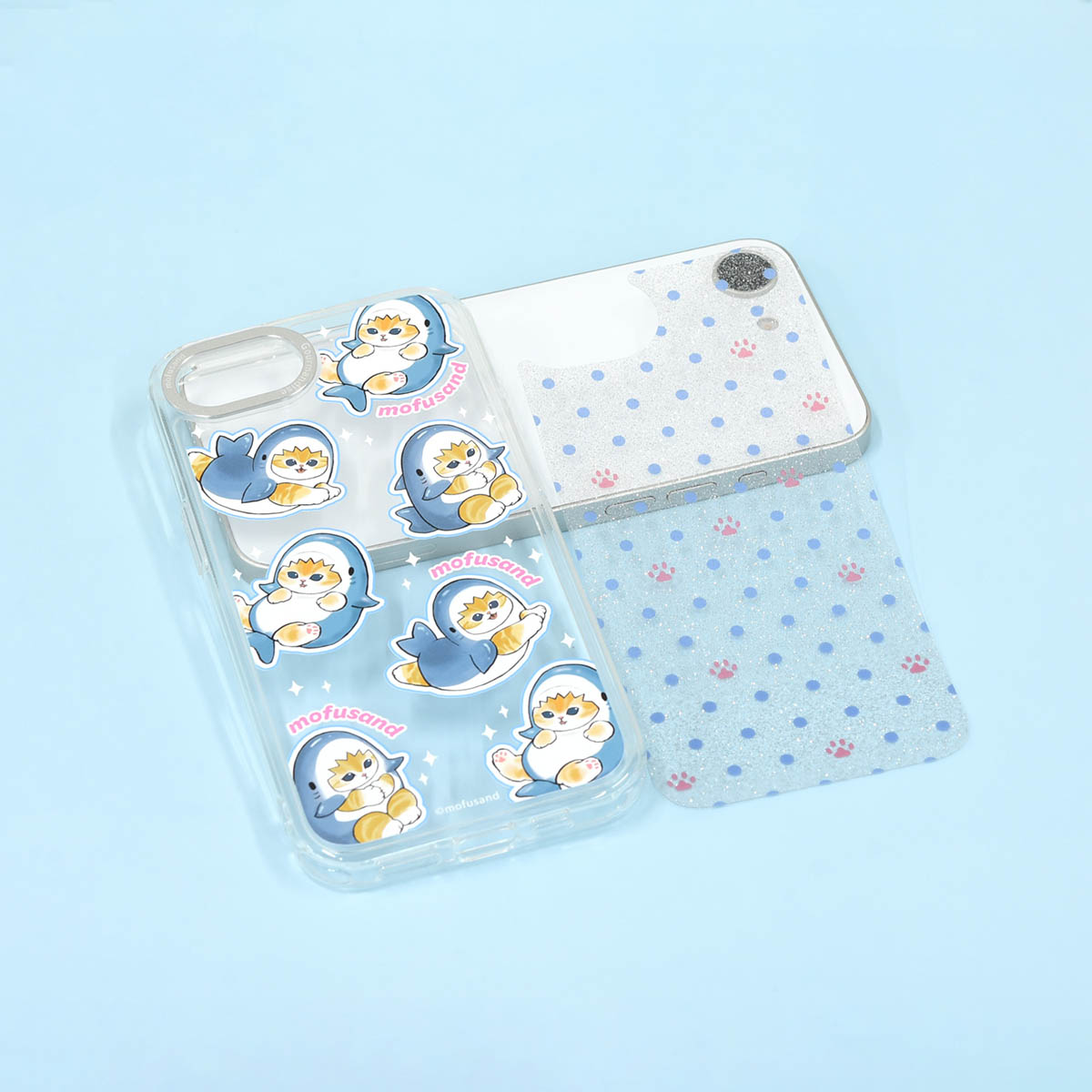 mofusand Camera Frame iPhone Compatible Case (Shark Meow)