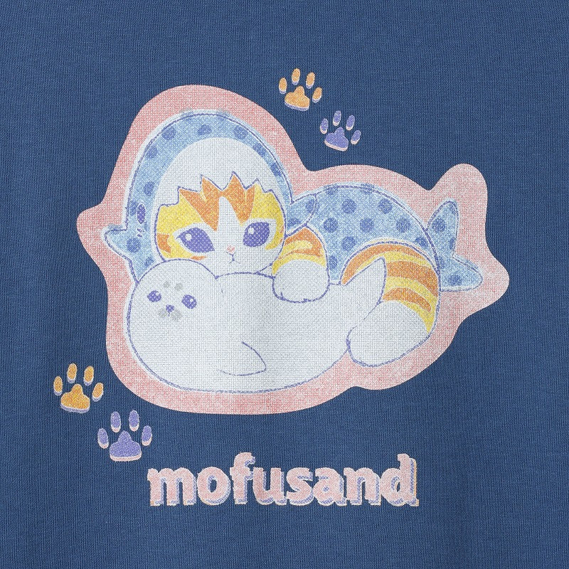 mofusand Retro hoodie Shark Meow Dark Blue