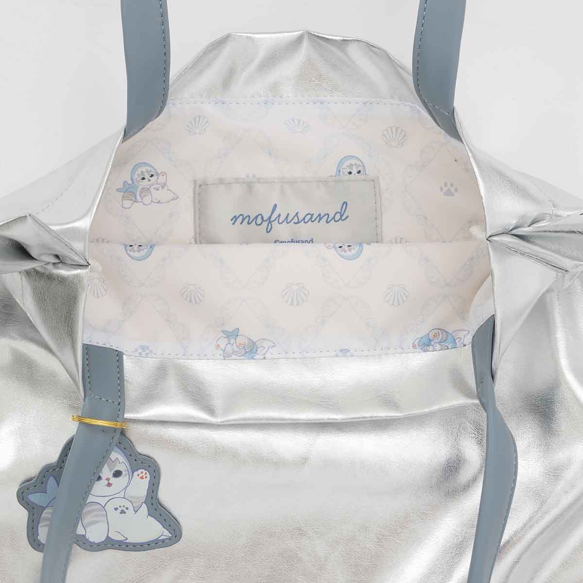 mofusand Glitter Tote Bag Shark Meow Silver