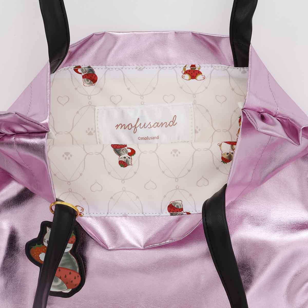 mofusand ラメトートバッグ いちごにゃん ピンク