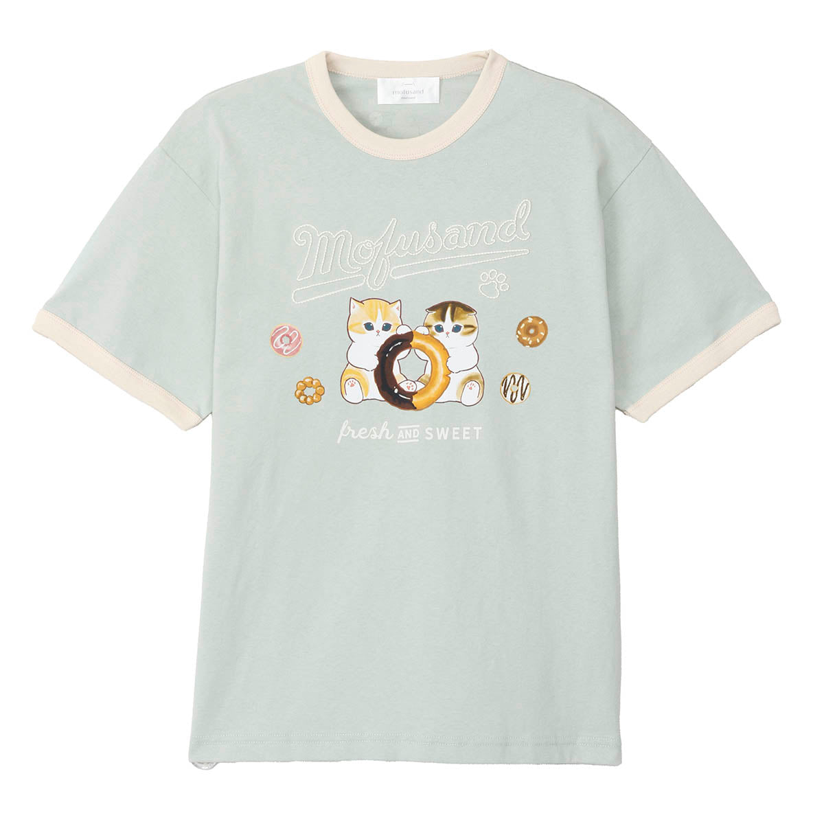 mofusand COFFEE AND DONUTS Tシャツ ドーナツ ミント | mofusand mofusand COFFEE AND DONUTS Tシャツ ドーナツ ミント | mofusand