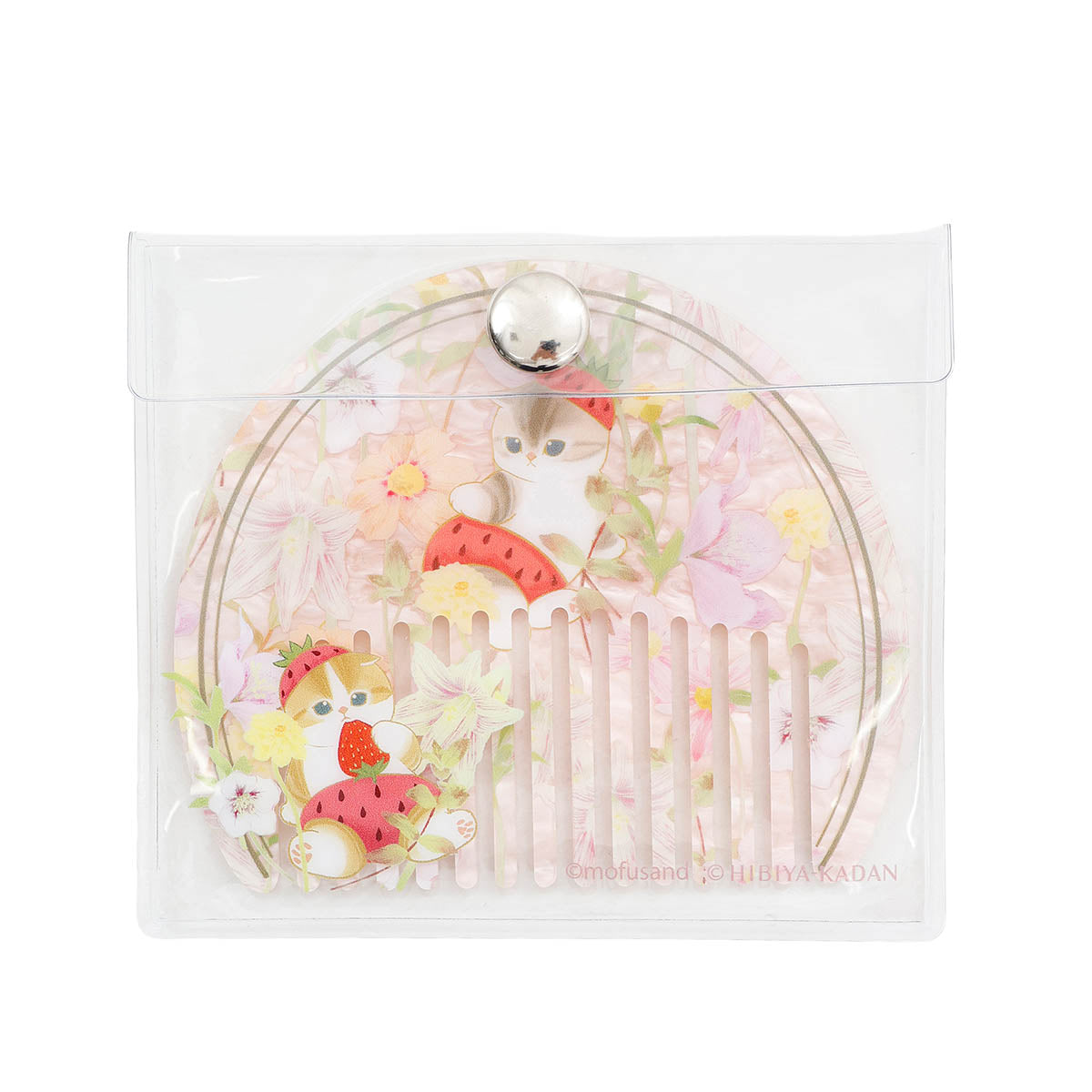 mofusand × HIBIYA-KADAN Marble Acrylic Comb Coy Bloom Shell Pink