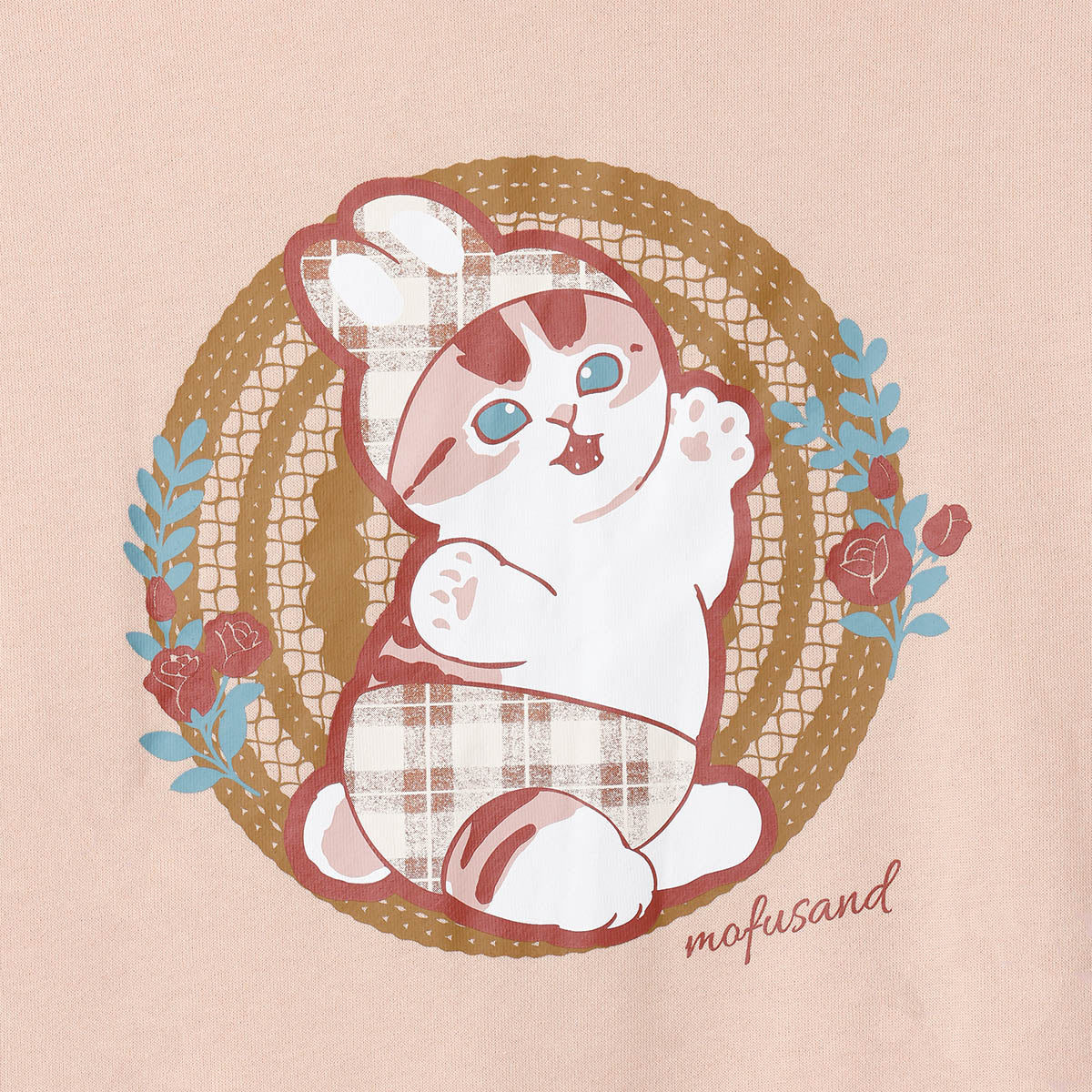 mofusand Country Check Zip Hoodie Rabbit Meow (Natural)