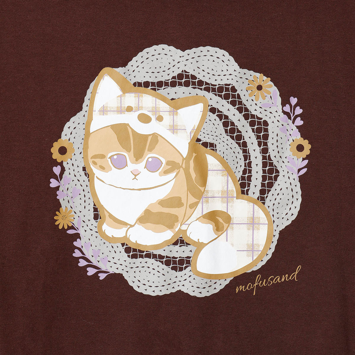 mofusand Country Check Zip Hoodie Fox Meow (Dark Brown)