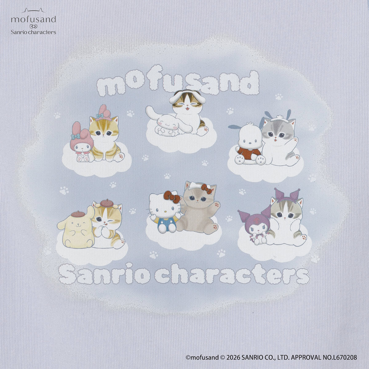 mofusand x Sanrio Characters Tank Top Cloud Pale Blue