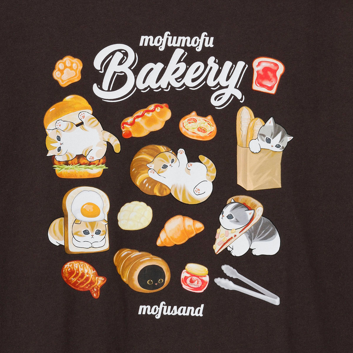 mofusand Mofumofu Bakery T-shirt Full of Bread Sumi Black