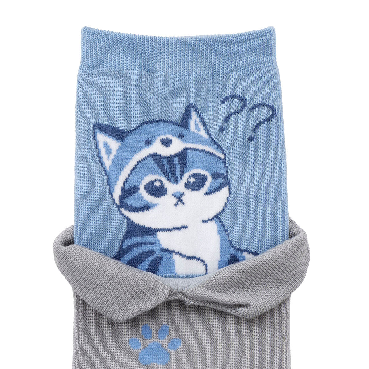 mofusand レイヤード風ソックス きつねにゃん ブルー