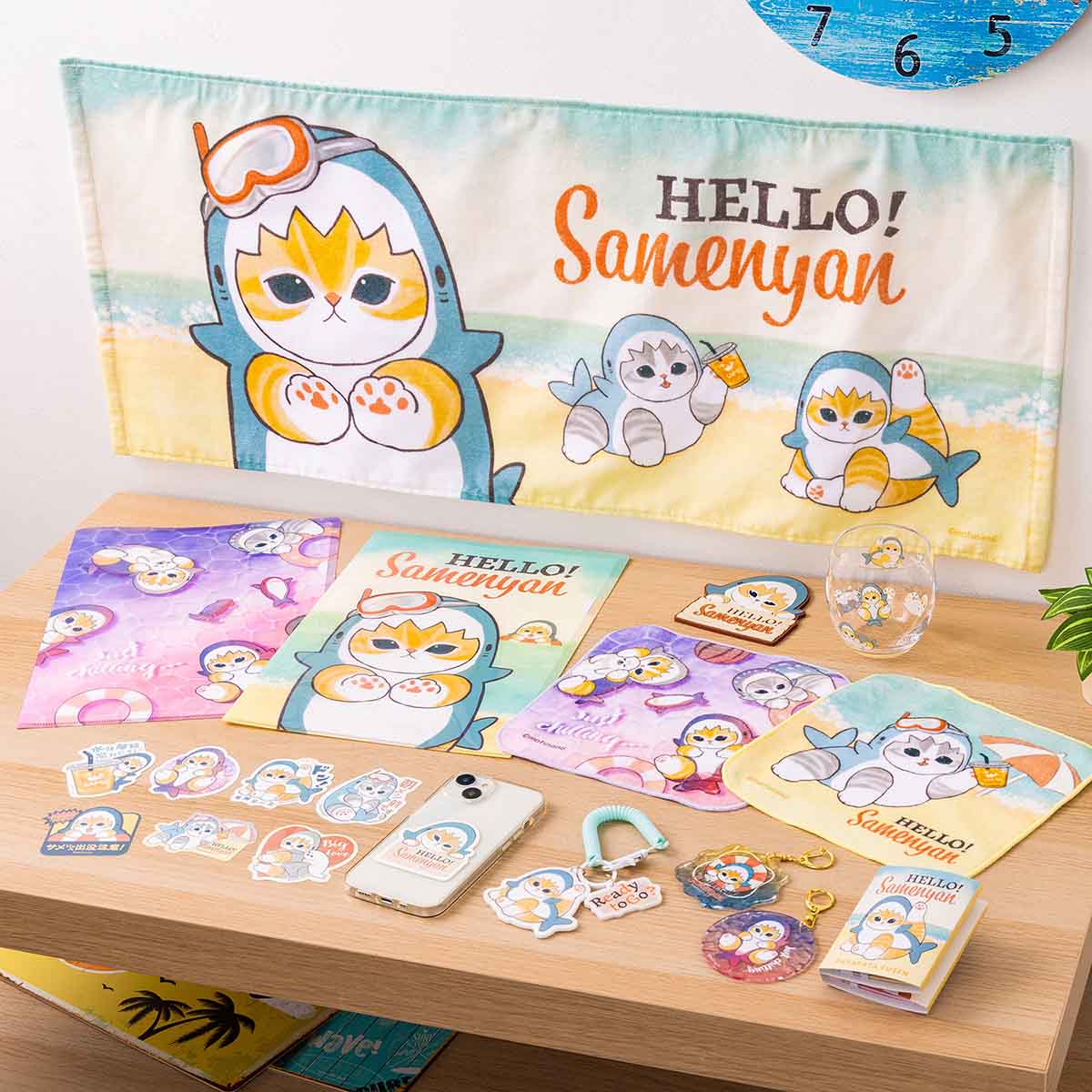 mofusand HELLO! Shark Meow Hand Towel (HELLO!Samenyan)