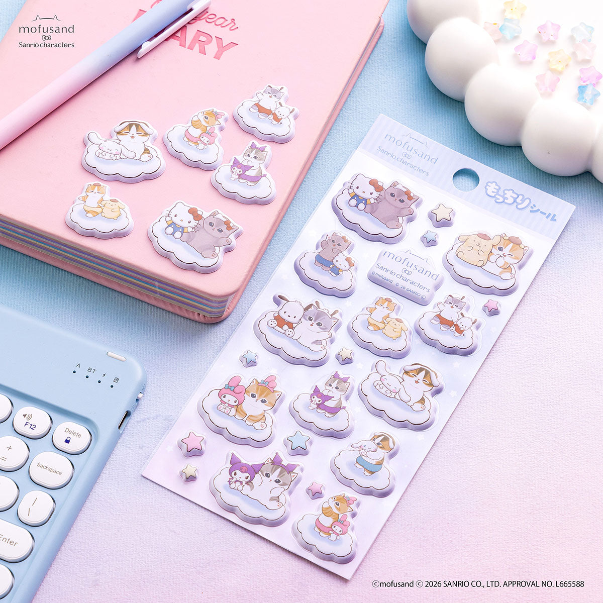 mofusand x Sanrio Characters Soft Puffy Stickers