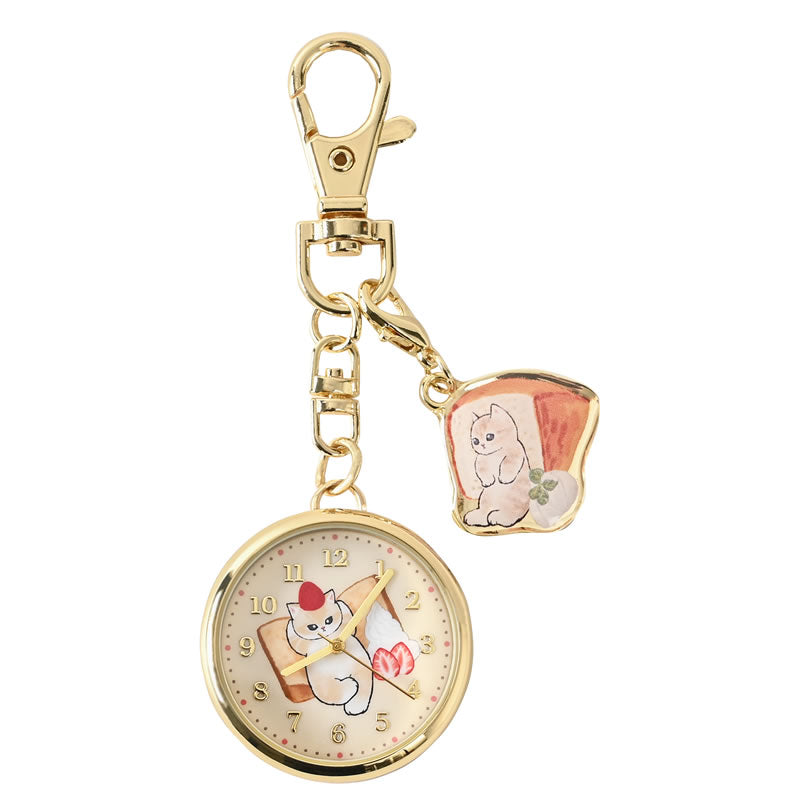 mofusand Keychain watch with charm (chiffon cake)