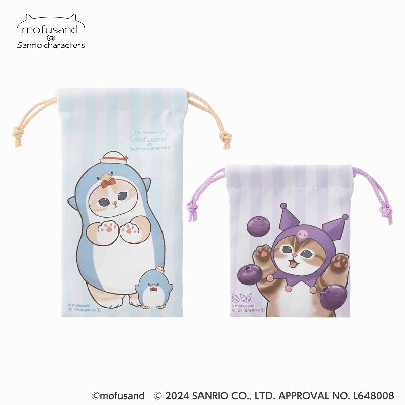 mofusand×サンリオキャラクターズ 2サイズ巾着セット(ハローキティ&タキシードサム・マイメロディ&クロミ)