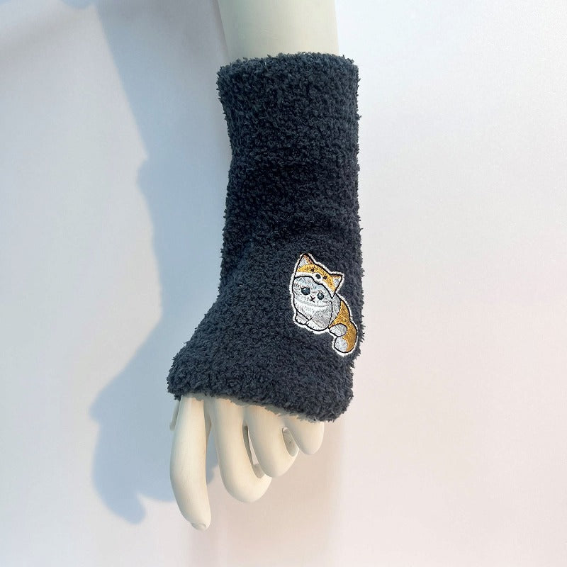 mofusand 마시멜로 팔 Wormer (Katsune Nyan 자수 블랙)