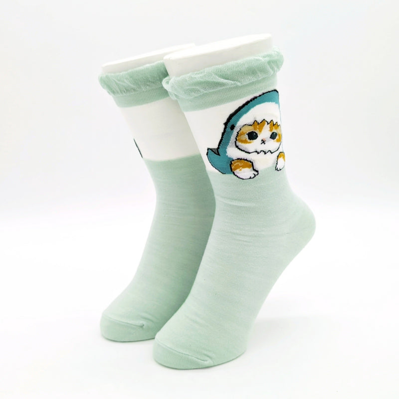 mofusand Sheaslur Clue Socks (Shark Nyan Mint)