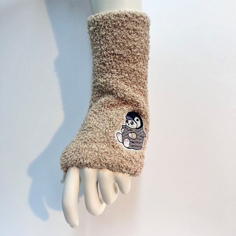 mofusand Marshmallow Arm Wormer (Penguin Nyan Embroidery Brown)