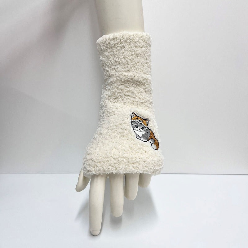 mofusand Marshmallow Arm Wormer (Katsune Nyan Embroidery White)