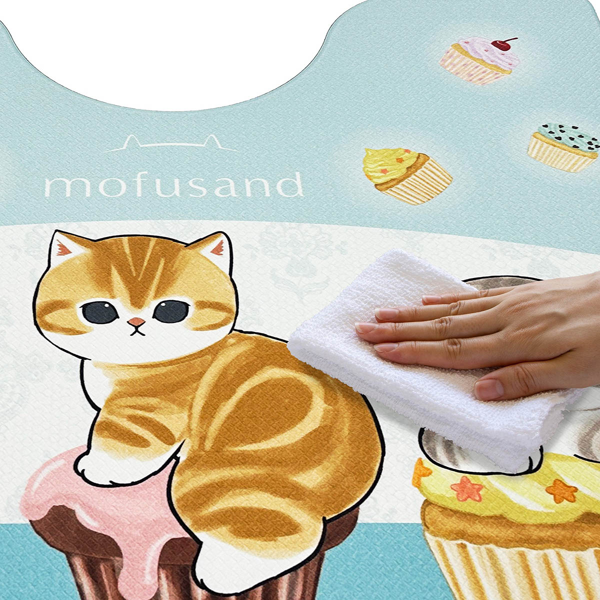 mofusand PVC Toilet Mat (Cupcake Meow)