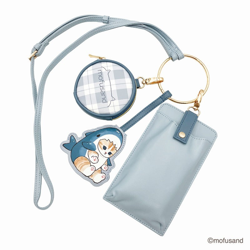 mofusand 3 연속 어깨 파우치 (Shark Nyan)