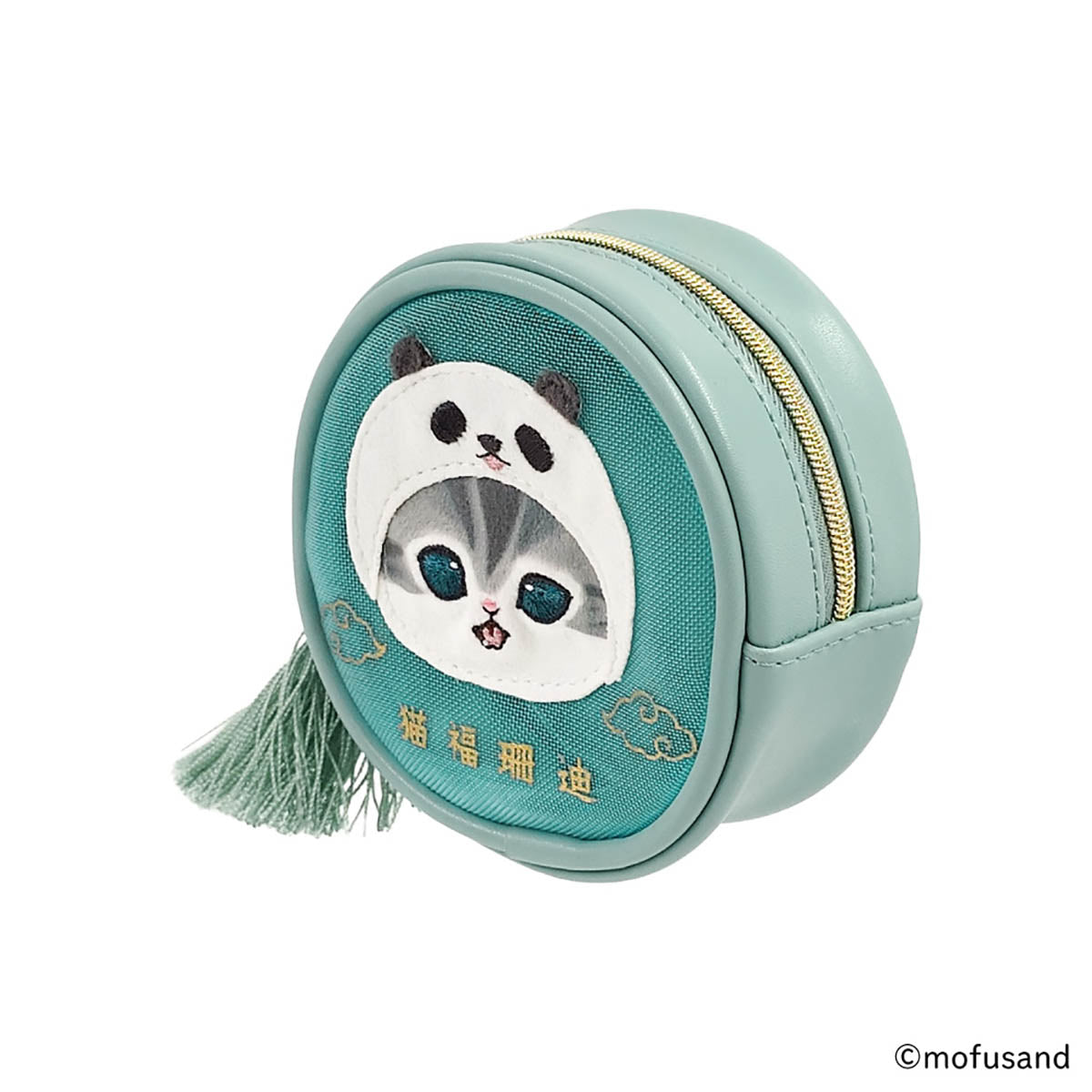 mofusand Round Mesh Pouch - Panda Meow (Blue)