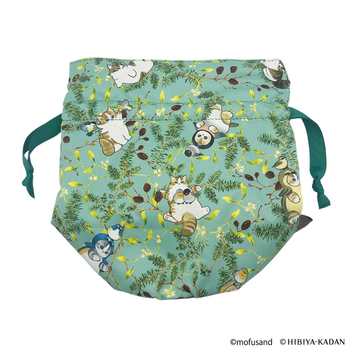 mofusand × HIBIYA-KADAN Drawstring Pouch (Green)