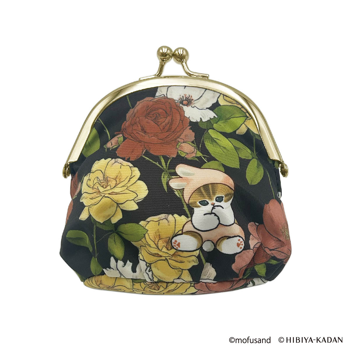 mofusand×日比谷花壇 ふんわりがま口ポーチ(ブラック) | mofusand