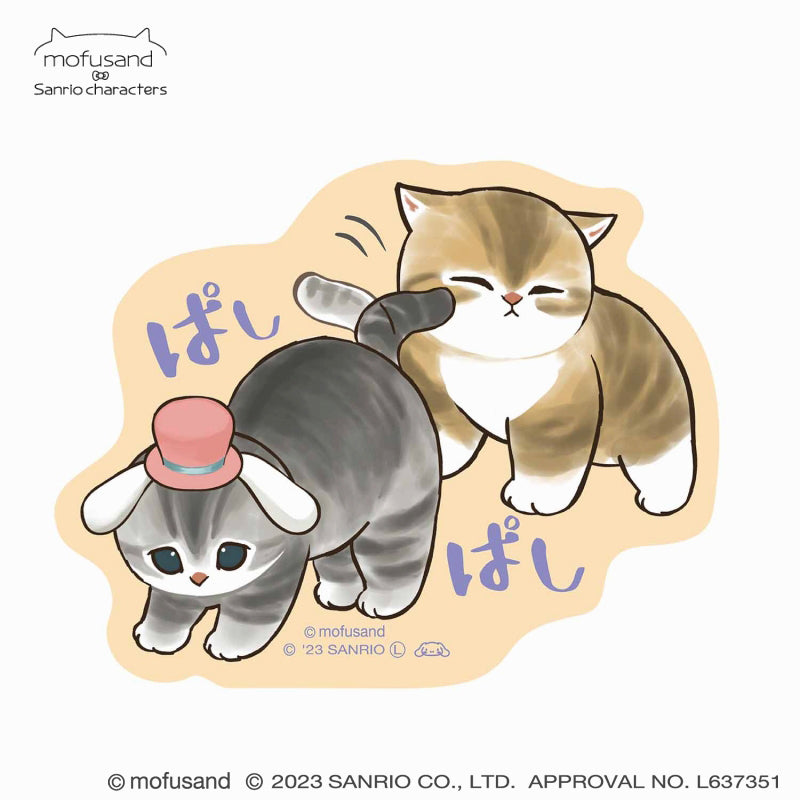 mofusand×サンリオキャラクターズ スマホに貼れるサイズのクリアステッカー(ぱしぱし)