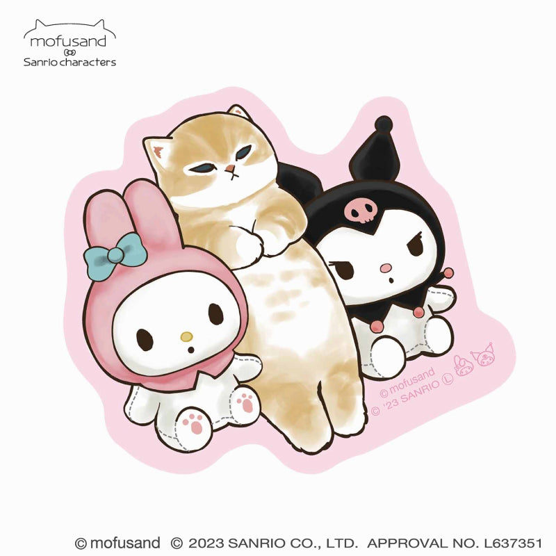 mofusand× Sanrio 문자 스마트 폰에 붙여 넣을 수있는 투명 스티커 (Fluttered)