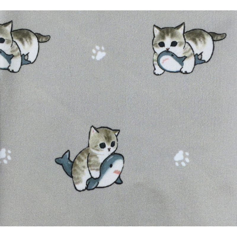 mofusand Printed Arm Cover (Shark Meow All-over Pattern - Gray)