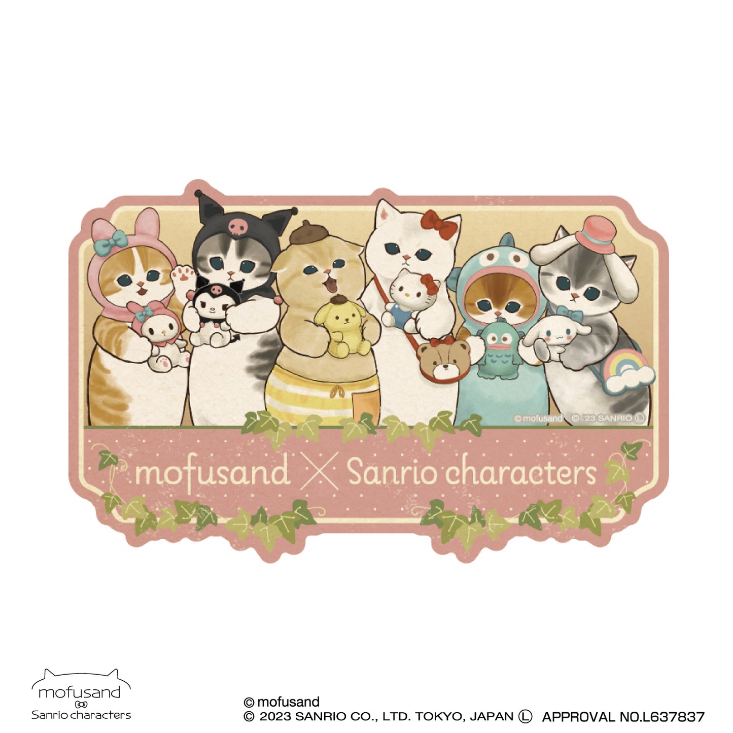 mofusand× Sanrio Characters Travel Sticker ①