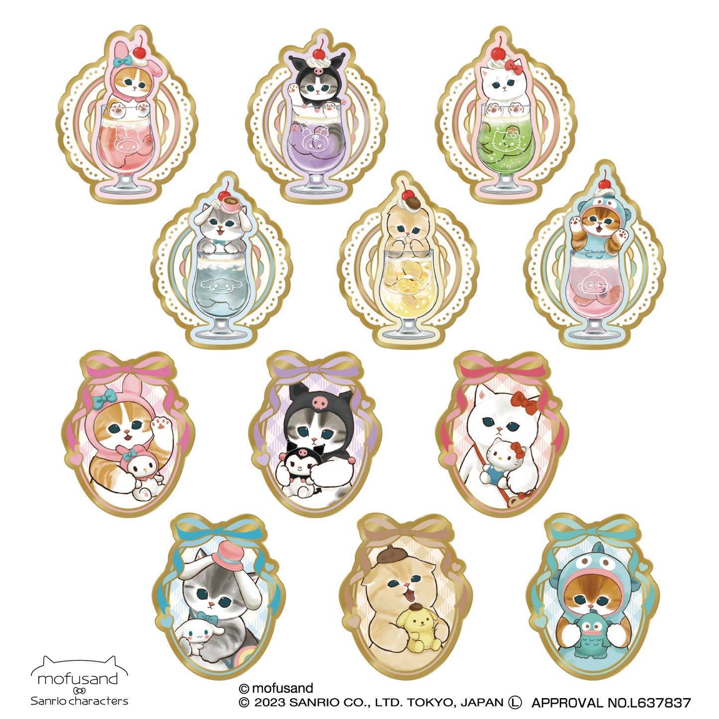 mofusand× Sanrio Characters Pins Collection (12 types in total) 1BOX 12 pieces