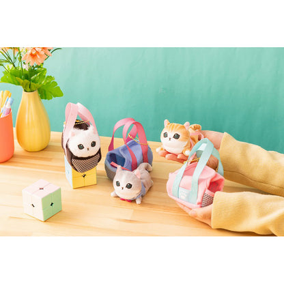 mofusand Outing Cat in Bag Mascot Keychain (Gray & White / Blue Bag)