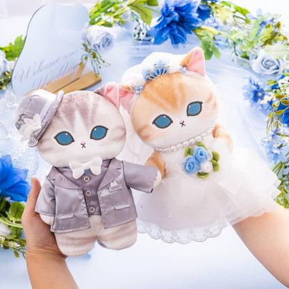 【予約】mofusand にゃんこのサムシングブルーなウェディングペアぬいぐるみ(花嫁にゃん・花婿にゃん)【2026年11月下旬より順次発送予定】【通常商品と同時購入・配送希望日指定不可】【キャンペーン対象外】