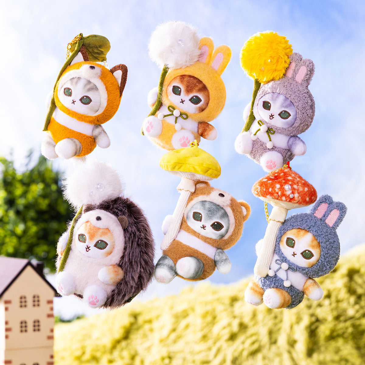 mofusand WOODLANDS Float Away Mascot Keychain (Rabbit Meow & Mushroom)