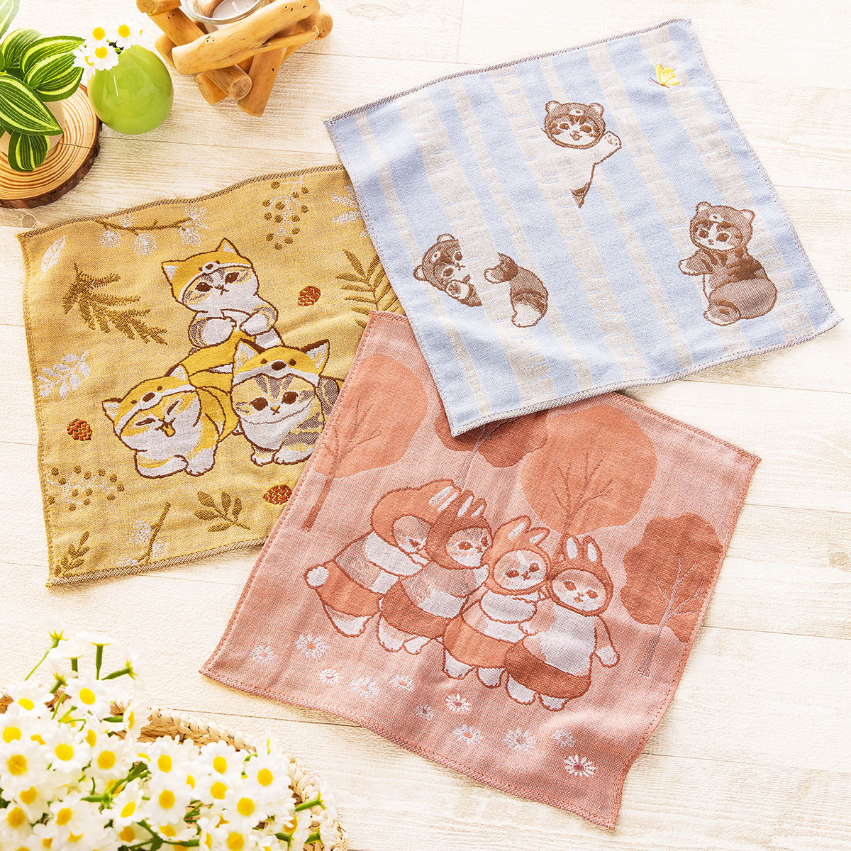 mofusand WOODLANDS 자가드 거즈 핸드 타올 (쿠마 냥)