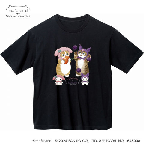 mofusand×サンリオキャラクターズ ビッグTシャツ マイメロディ×クロミ ブラック | mofusandもふもふマーケット