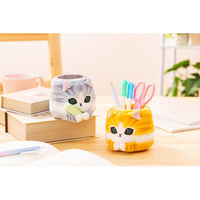 mofusand にゃんこの持ちますペン立て(灰白)