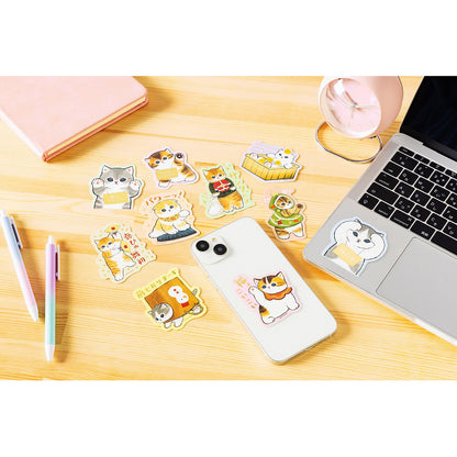 mofusand ゴールドに光るスマホに貼れるサイズのステッカー(前とおりまーす)