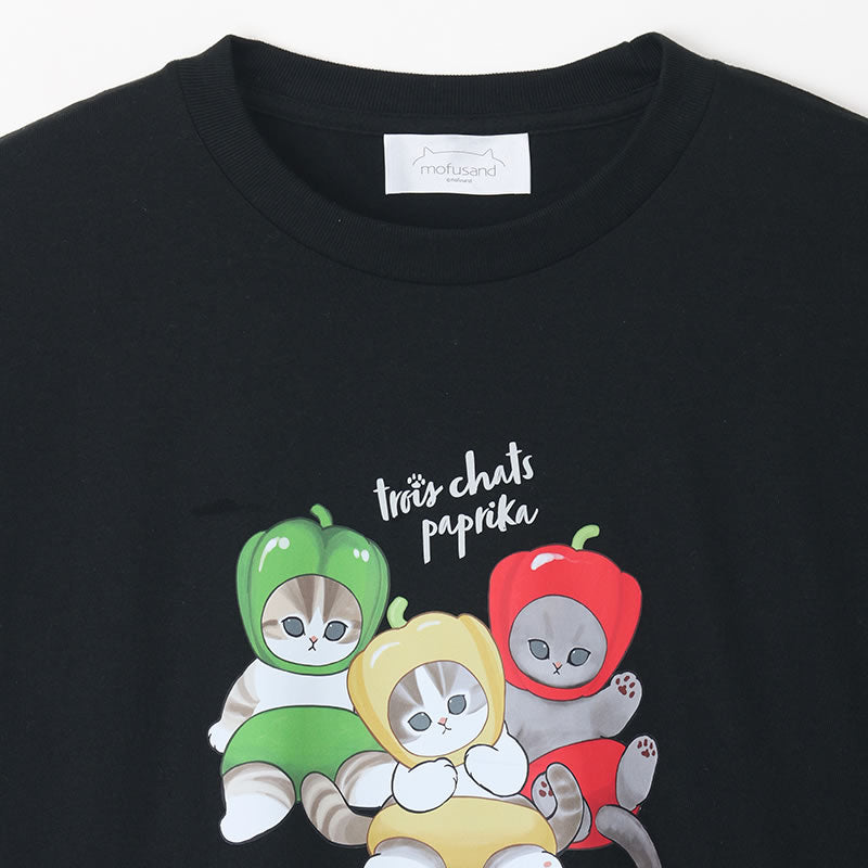 mofusand もふもふマルシェ Tシャツ パプリカ ブラック