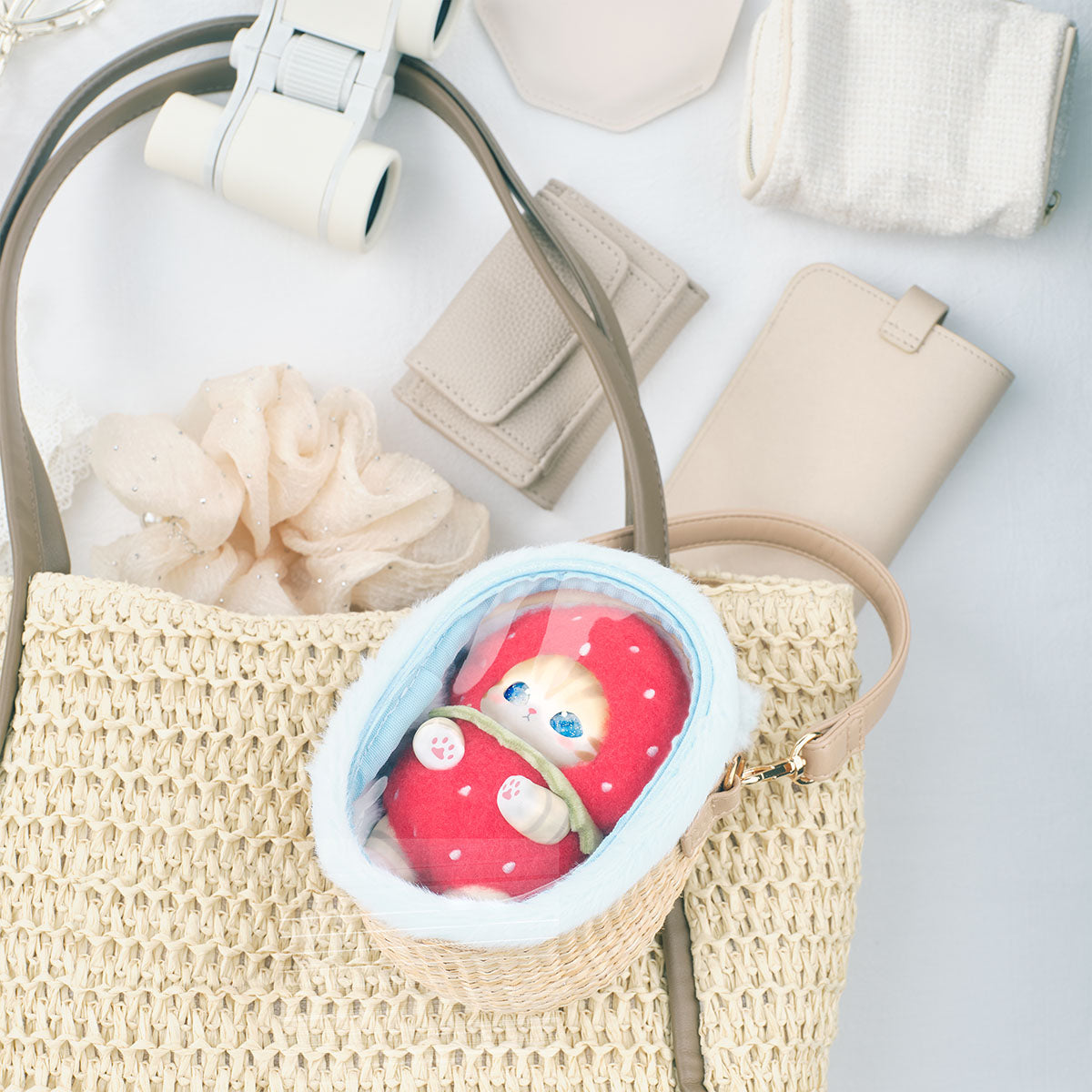 Kiramekko Mini cat house pouch (light blue)