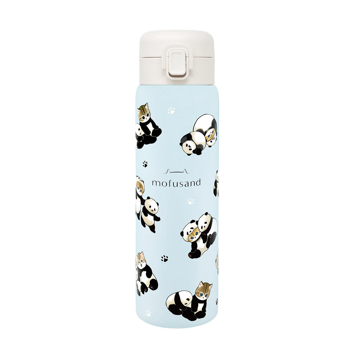 mofusand Stainless One-Push Bottle 480ml (Panda Meow All-over Pattern)