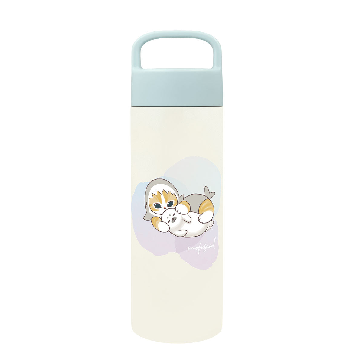 mofusand 带手柄不锈钢瓶500ml（粉彩鲨鱼猫）