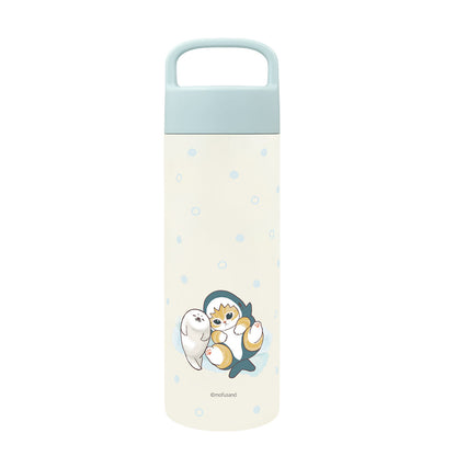 mofusand 附提把不鏽鋼瓶500ml（粉彩鯊魚貓／點點）